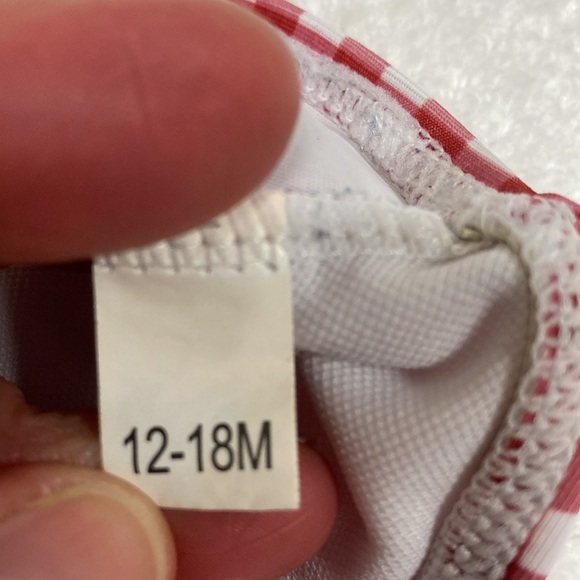 5/$20 Red gingham check ruffle bow bikini girks 12/18m - Picture 6 of 7